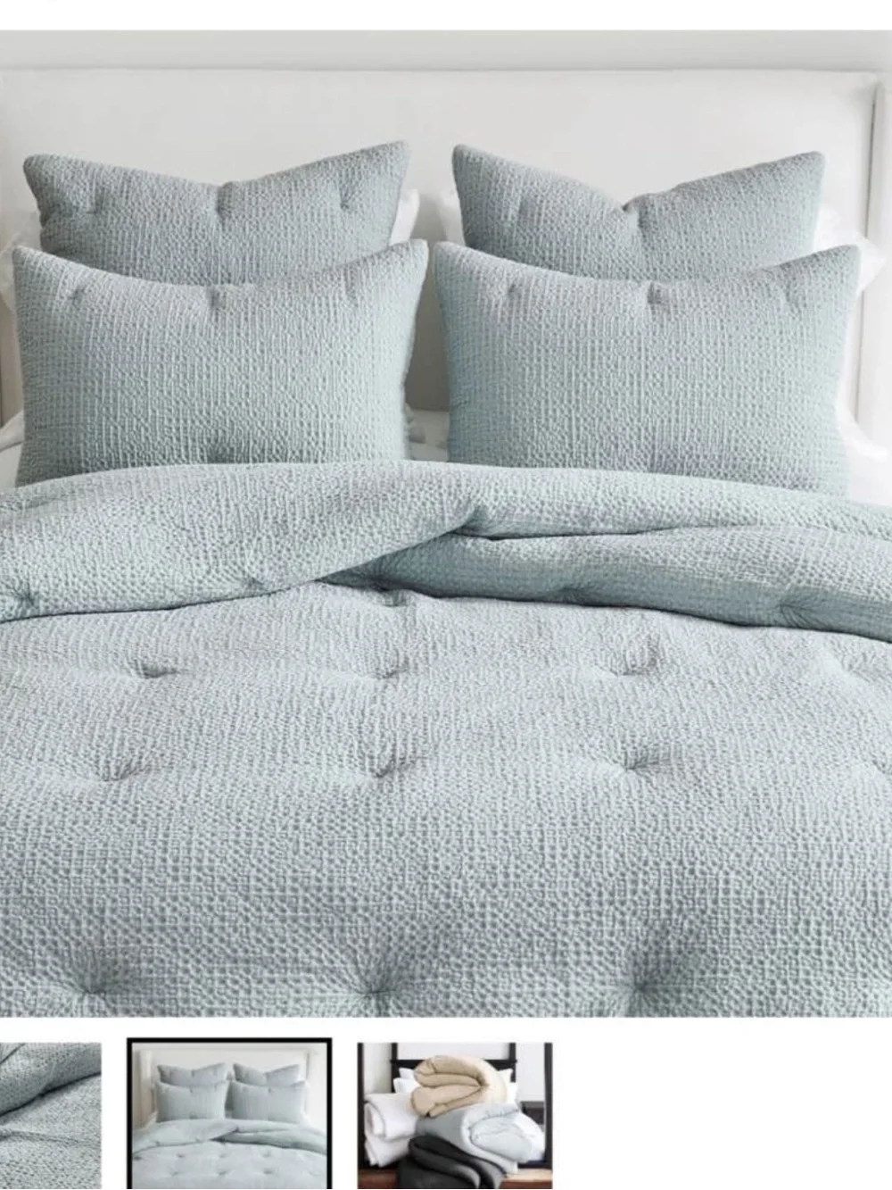 Pottery Barn Quilted Comforter Set in Light Blue
